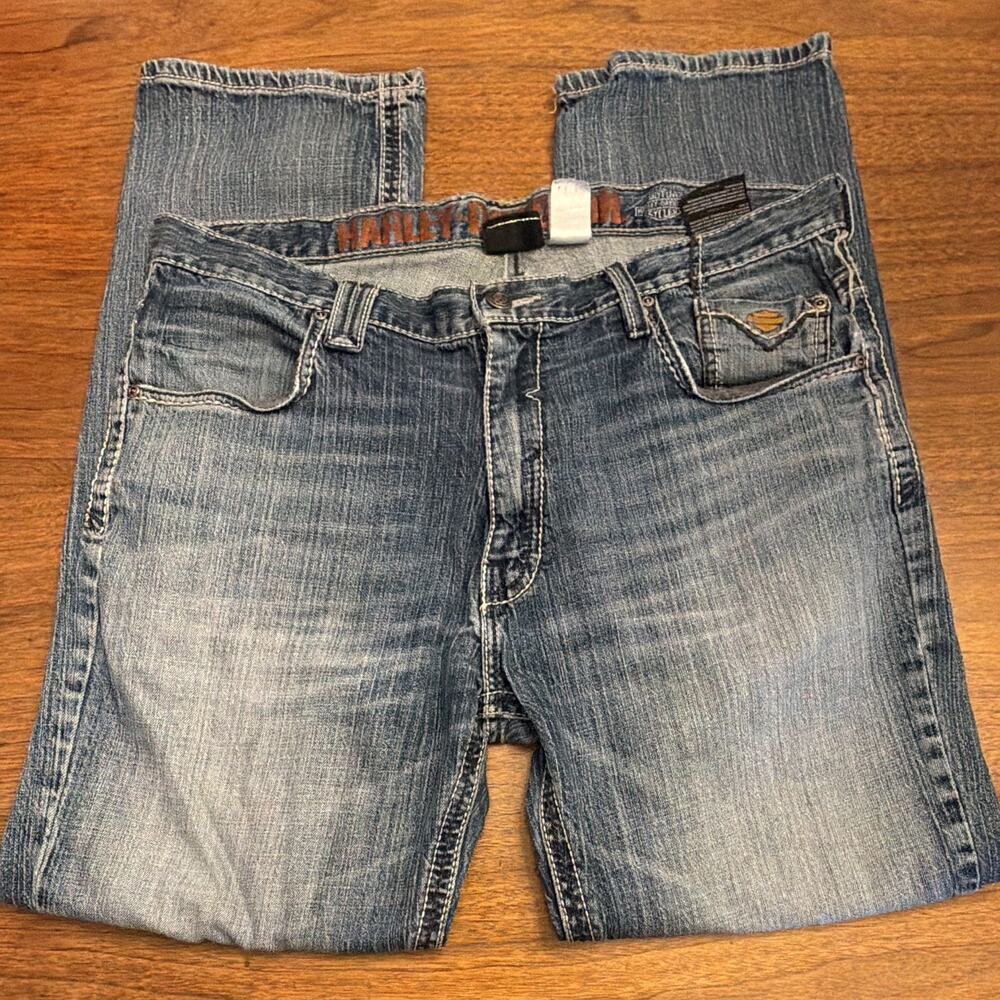 Vintage Harley Davidson Men Jeans Bootcut Straight 99030-16VM 38x32 Moto Riding